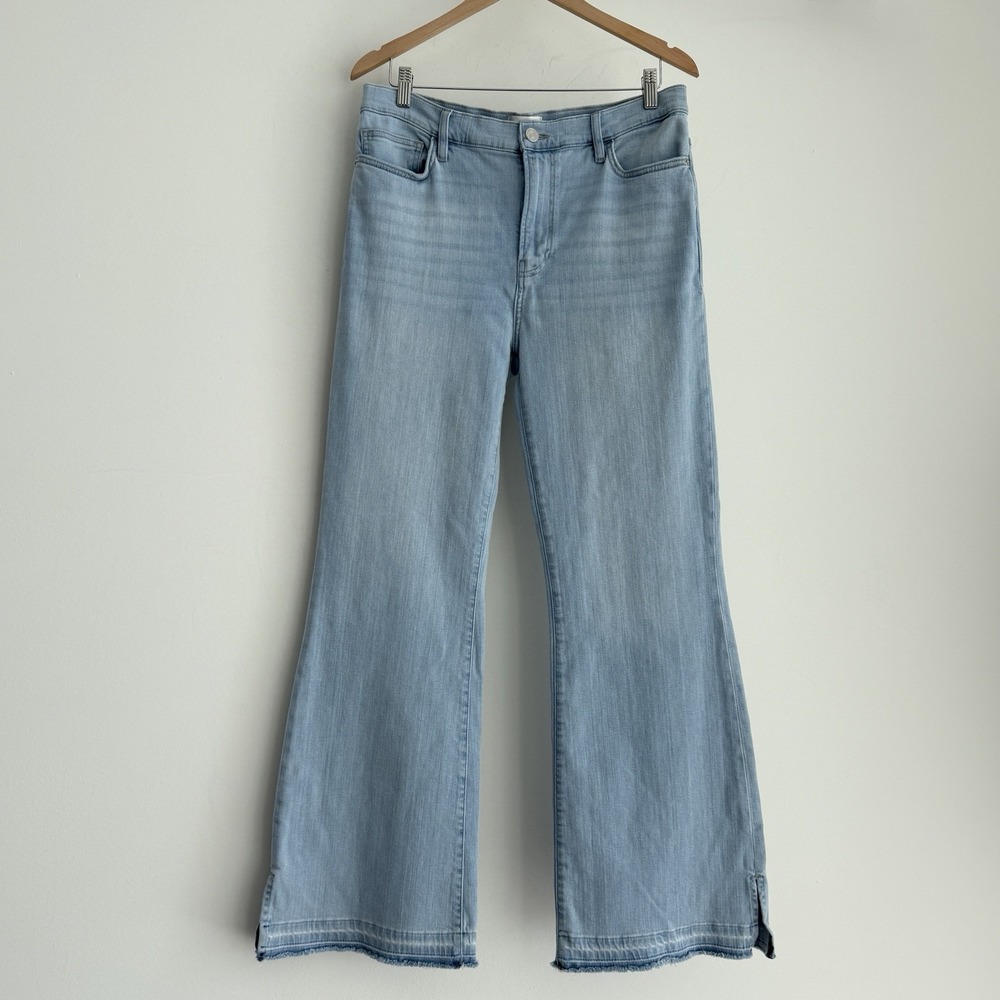 FRAME Jeans Womens 31 Le Easy Flare Light Wash Stretch Denim Raw Hem Minimalist